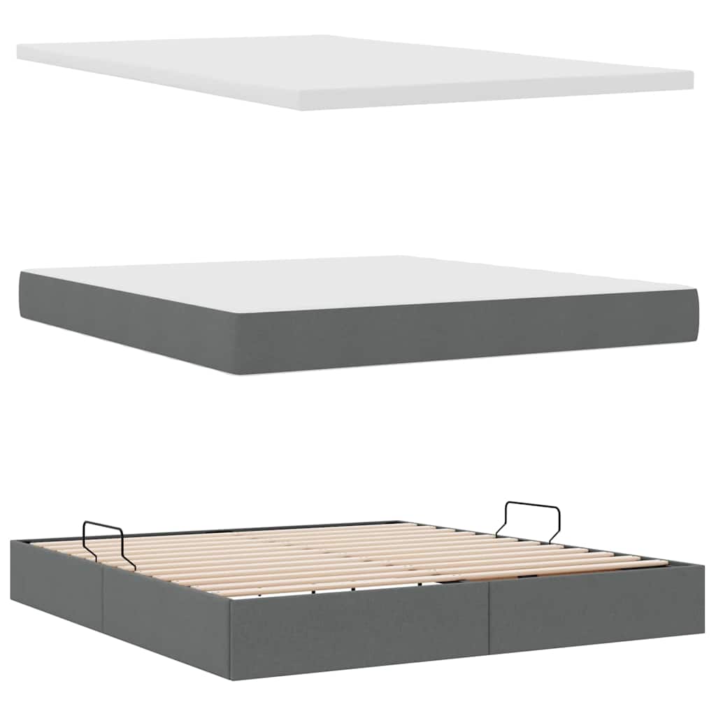 Aufbewahrungsbett mit Matratze Dunkelgrau 160 x 200 cm Stoff