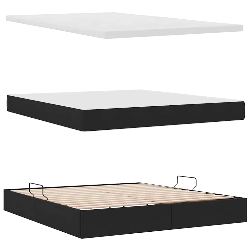 Aufbewahrungsbett mit Matratze Schwarz 160 x 200 cm Stoff
