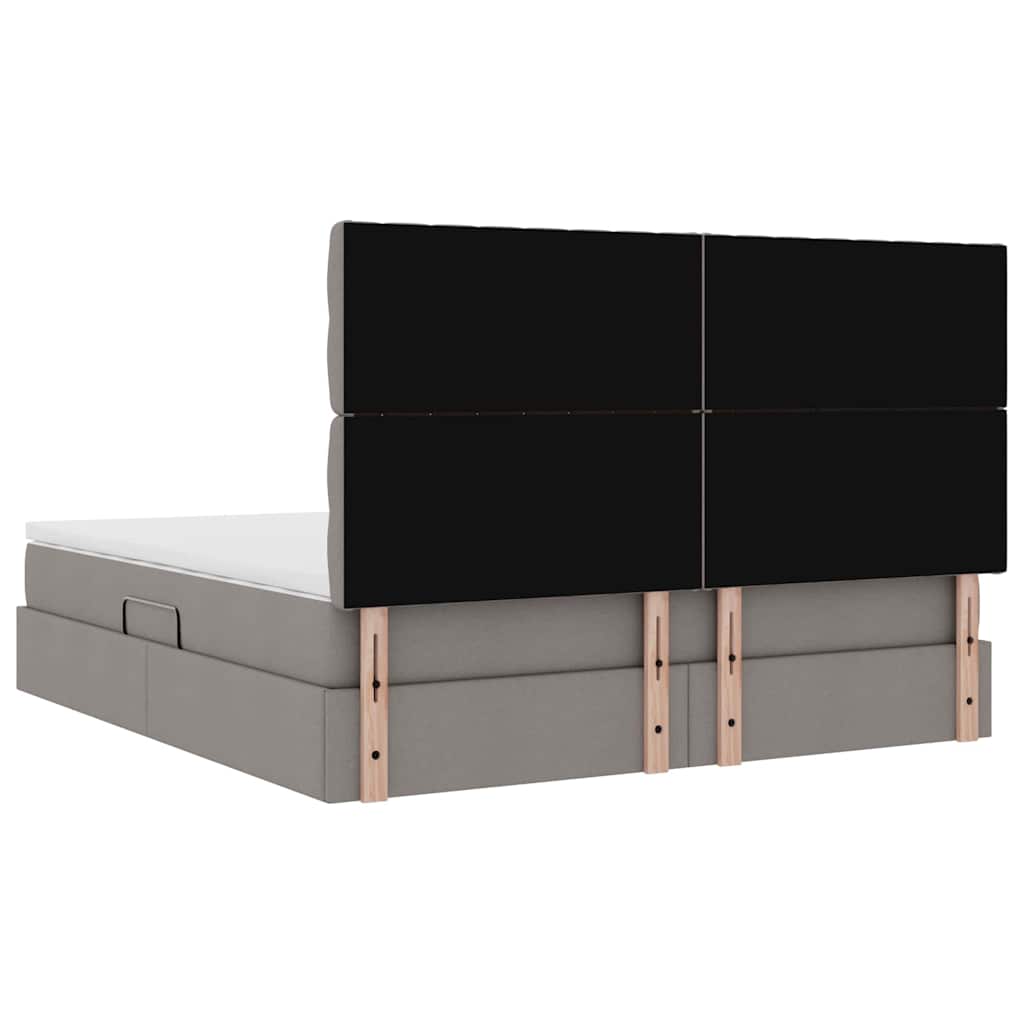 Aufbewahrungsbett mit Matratze Taupe 160 x 200 cm Stoff