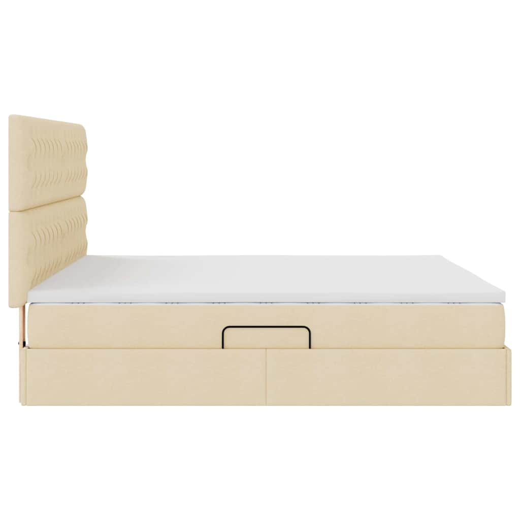 Aufbewahrungsbett mit Matratze Creme 160 x 200 cm Stoff