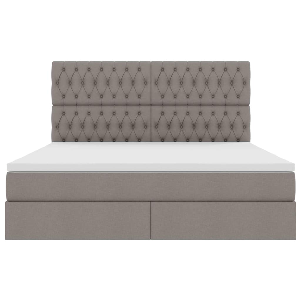 Aufbewahrungsbett mit Matratze Taupe 180 x 200 cm Stoff