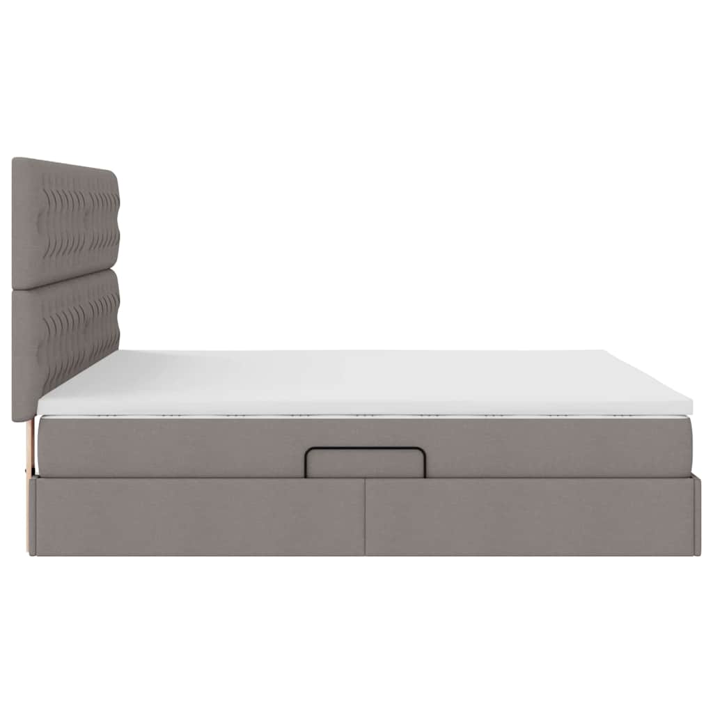 Aufbewahrungsbett mit Matratze Taupe 180 x 200 cm Stoff