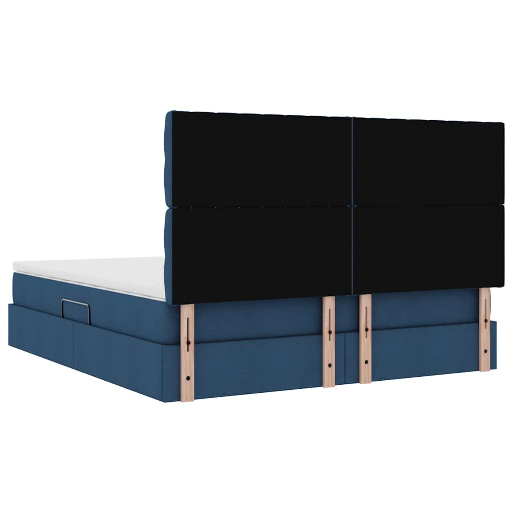 Aufbewahrungsbett mit Matratze Blau 180 x 200 cm Stoff