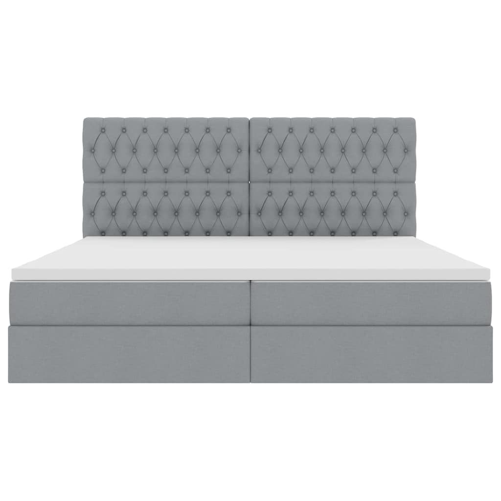 Aufbewahrungsbett mit Matratze Hellgrau 200 x 200 cm Stoff