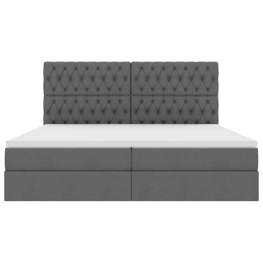 Aufbewahrungsbett mit Matratze Dunkelgrau 200 x 200 cm Stoff