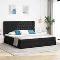 Aufbewahrungsbett mit Matratze Schwarz 200 x 200 cm Stoff