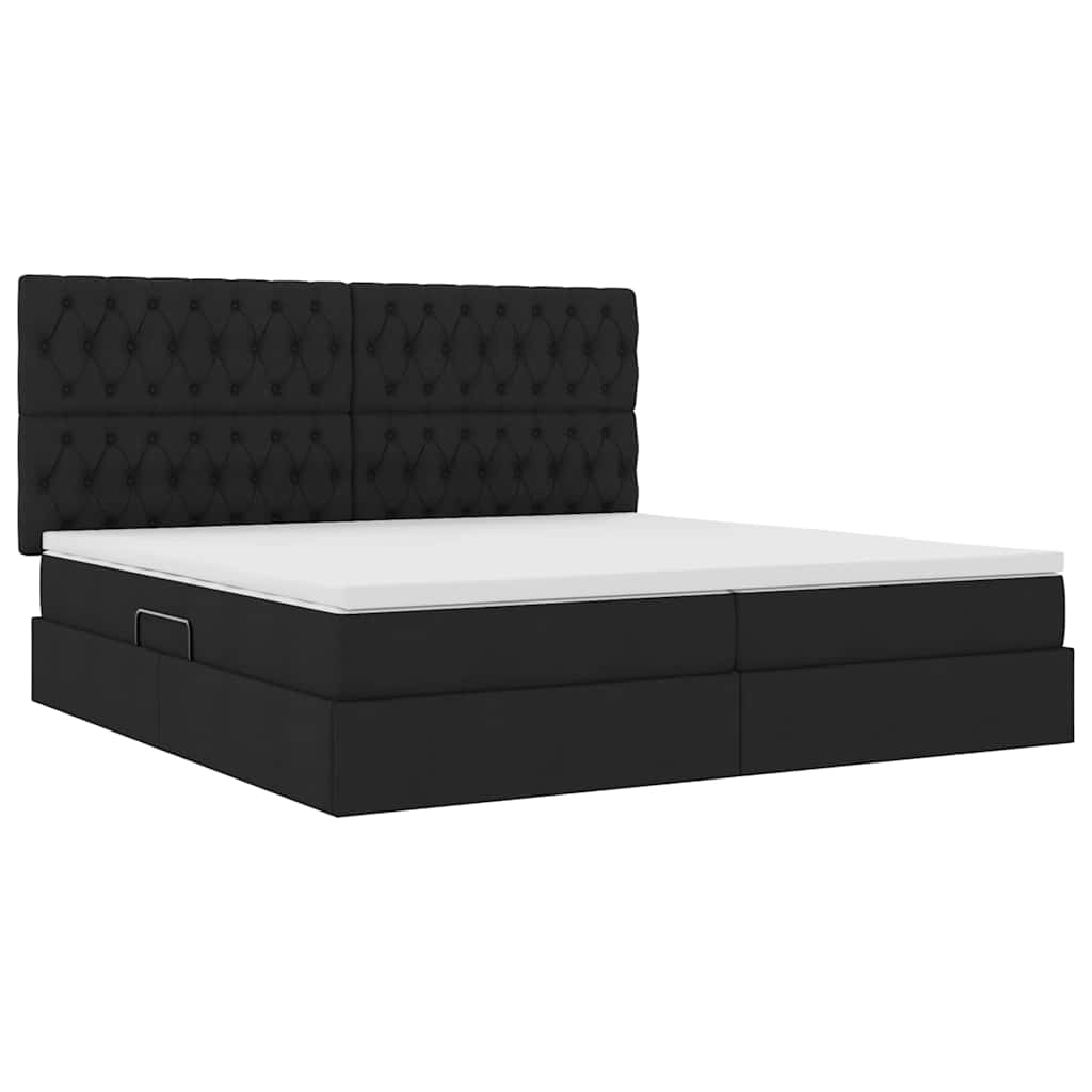 Aufbewahrungsbett mit Matratze Schwarz 200 x 200 cm Stoff