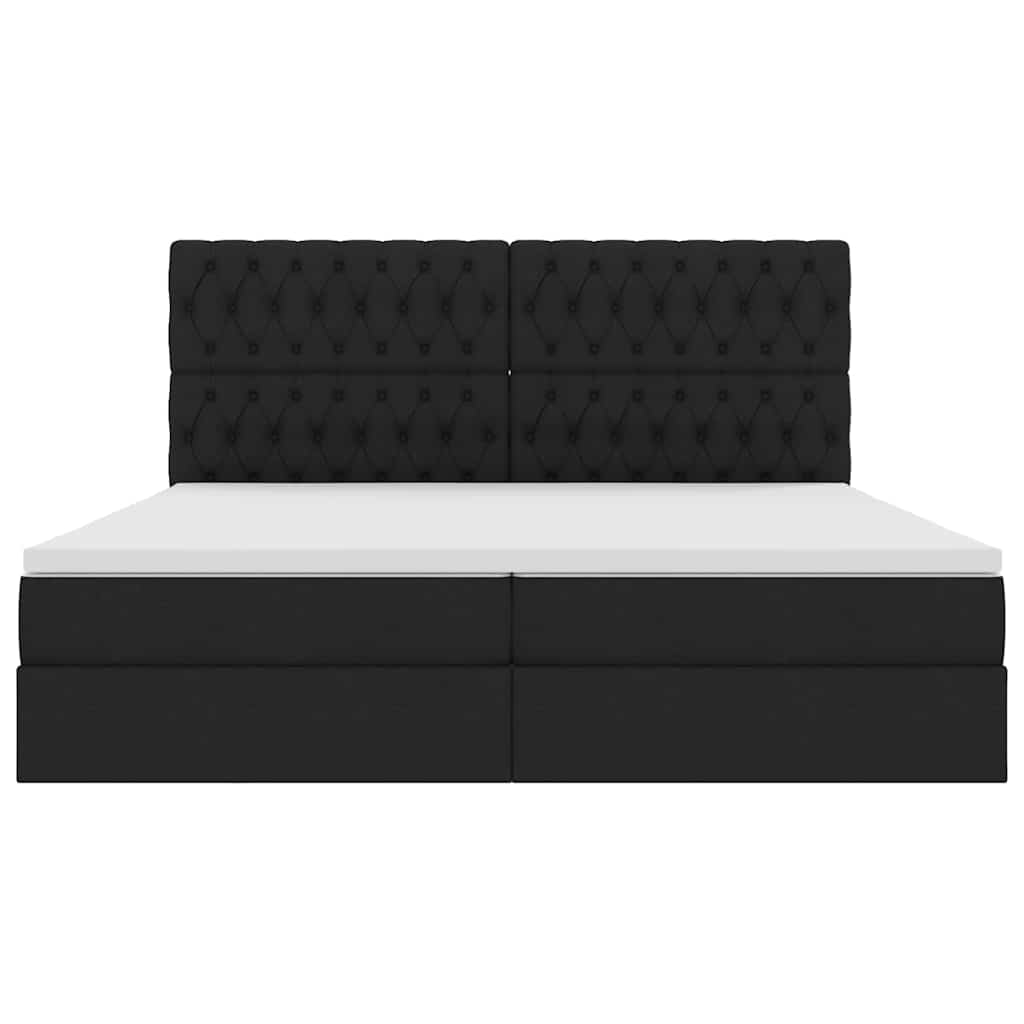 Aufbewahrungsbett mit Matratze Schwarz 200 x 200 cm Stoff