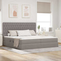 Aufbewahrungsbett mit Matratze Taupe 200 x 200 cm Stoff