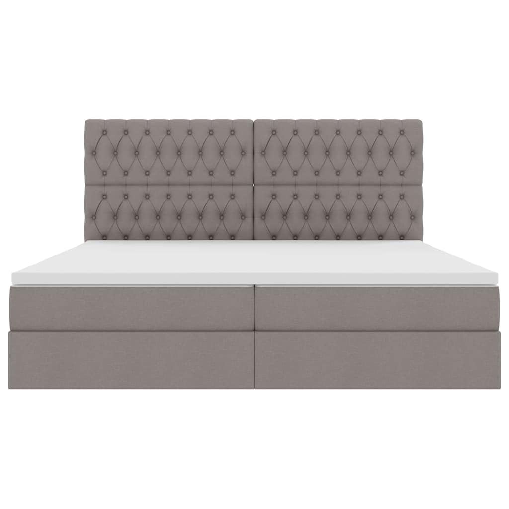 Aufbewahrungsbett mit Matratze Taupe 200 x 200 cm Stoff