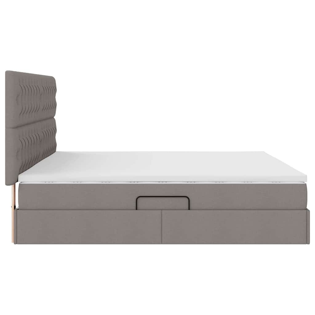 Aufbewahrungsbett mit Matratze Taupe 200 x 200 cm Stoff