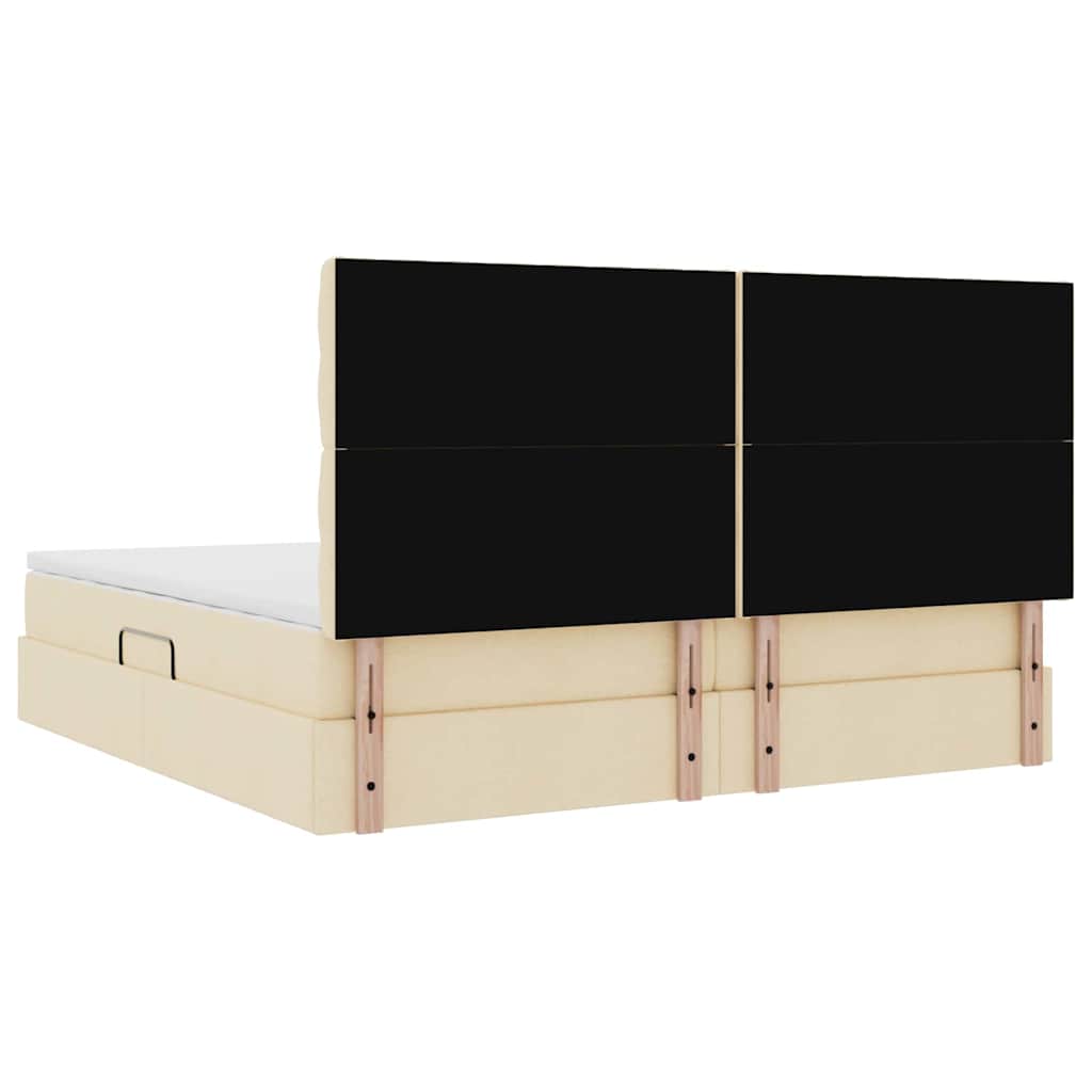 Aufbewahrungsbett mit Matratze Creme 200 x 200 cm Stoff