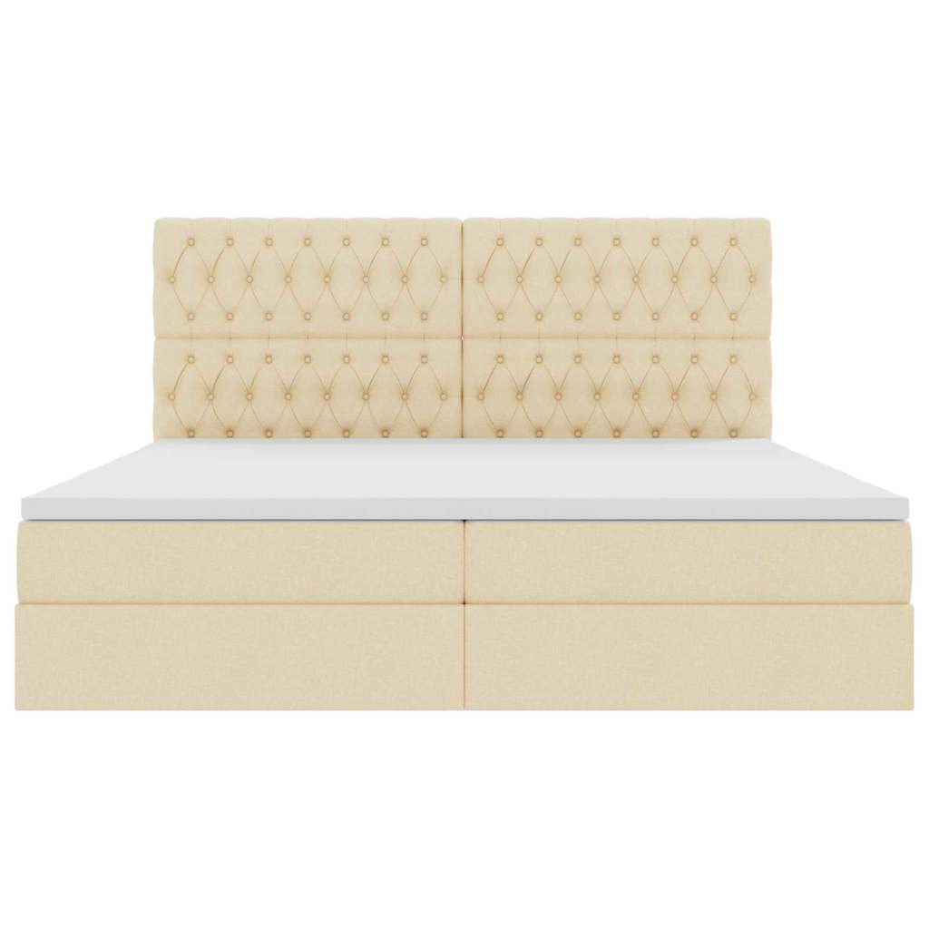 Aufbewahrungsbett mit Matratze Creme 200 x 200 cm Stoff