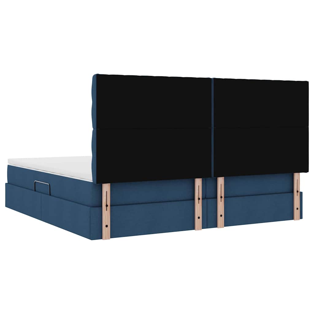 Aufbewahrungsbett mit Matratze Blau 200 x 200 cm Stoff