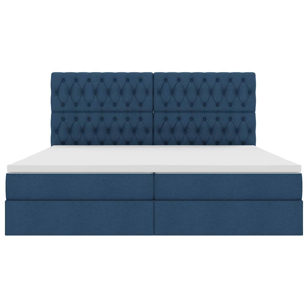 Aufbewahrungsbett mit Matratze Blau 200 x 200 cm Stoff