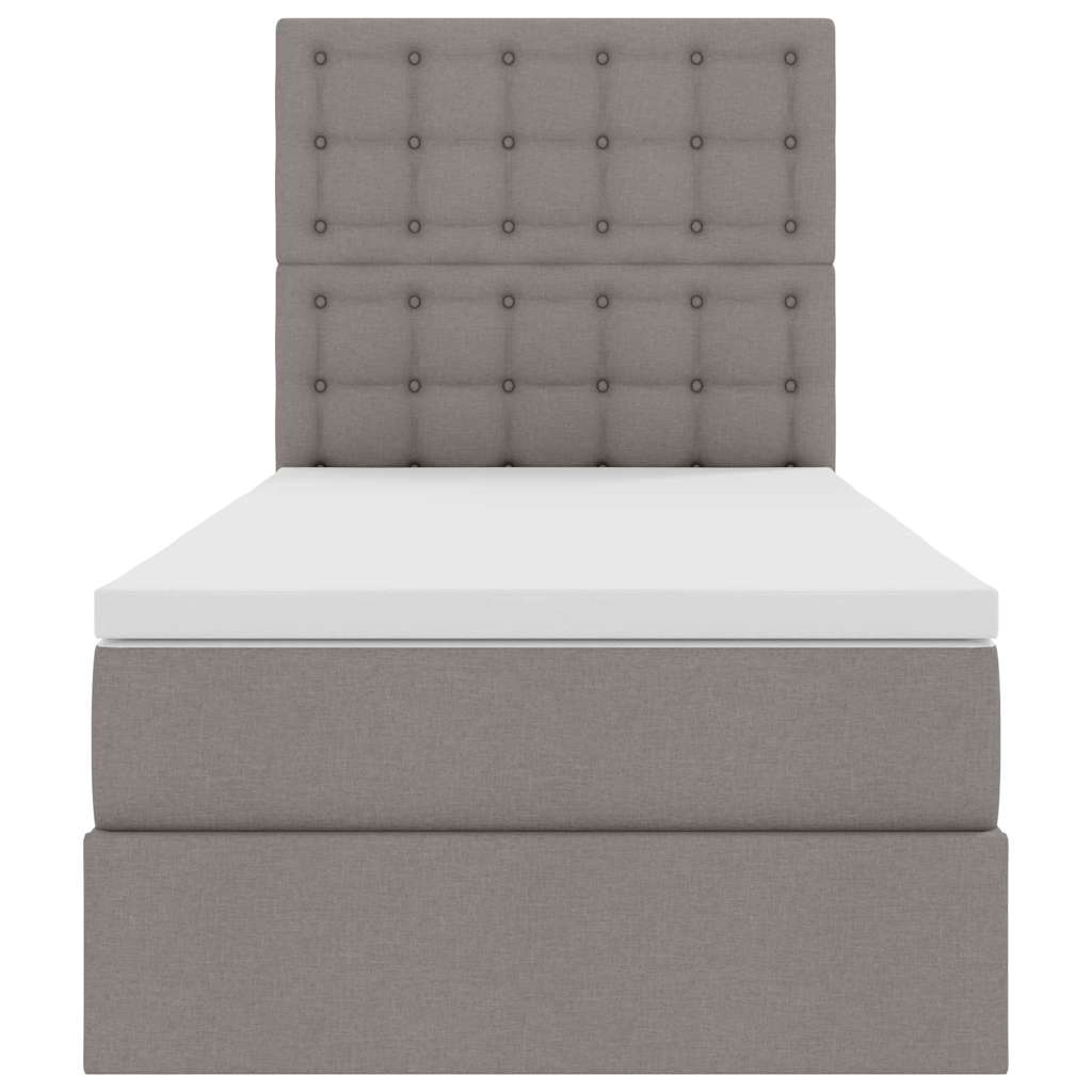 Aufbewahrungsbett mit Matratze Taupe 90 x 190 cm Stoff