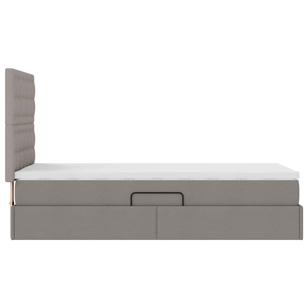Aufbewahrungsbett mit Matratze Taupe 90 x 190 cm Stoff
