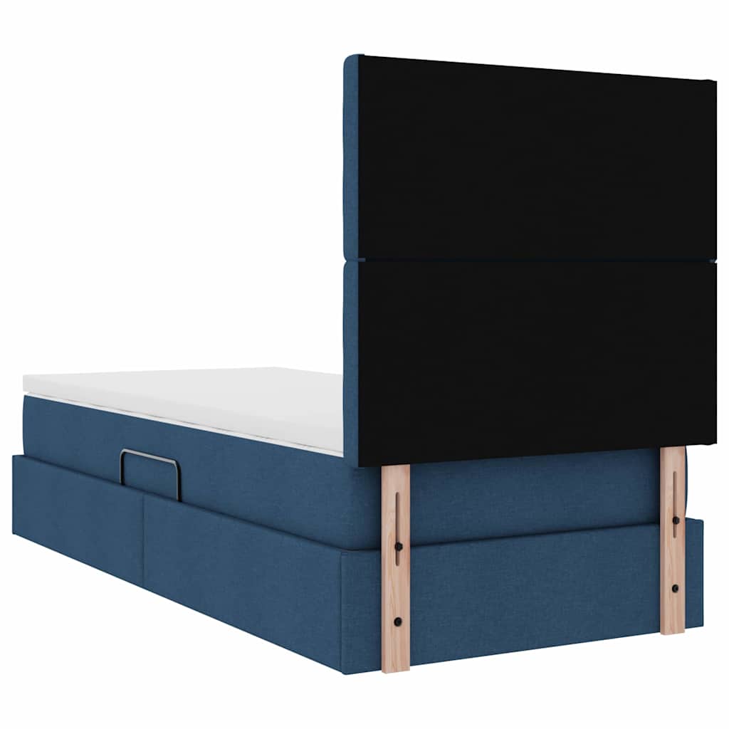 Aufbewahrungsbett mit Matratze Blau 90 x 190 cm Stoff