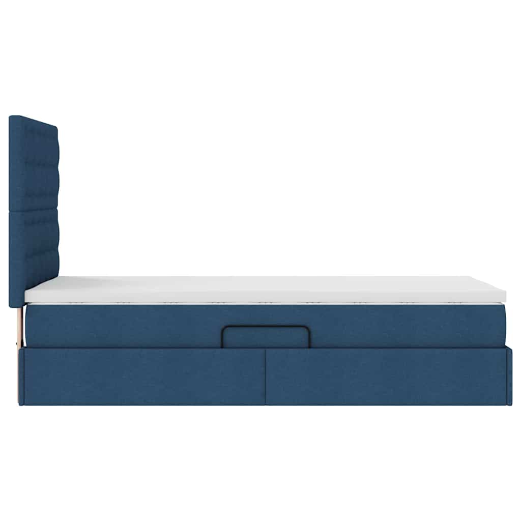 Aufbewahrungsbett mit Matratze Blau 90 x 190 cm Stoff