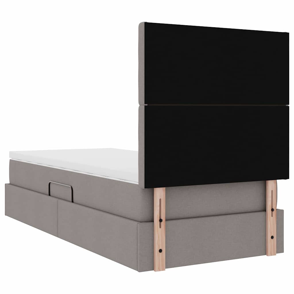 Aufbewahrungsbett mit Matratze Taupe 90 x 200 cm Stoff