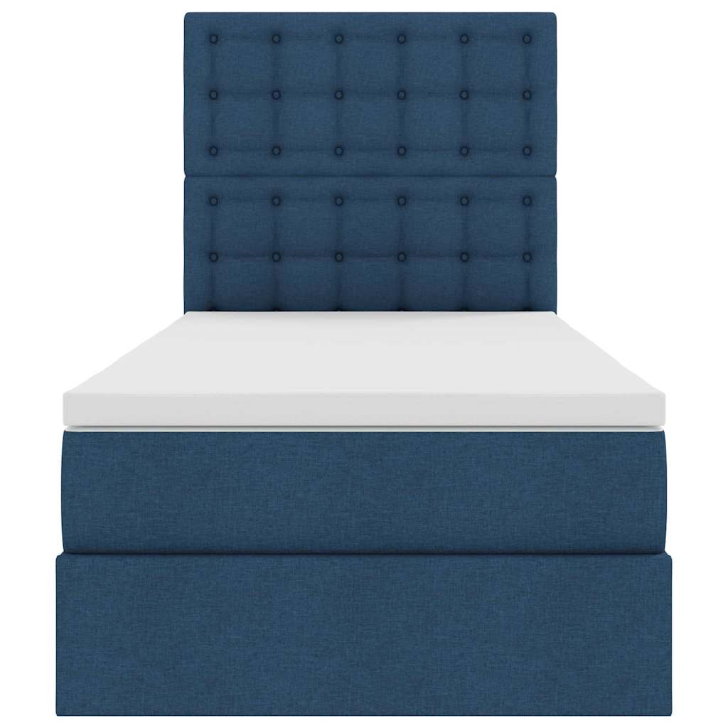 Aufbewahrungsbett mit Matratze Blau 90 x 200 cm Stoff