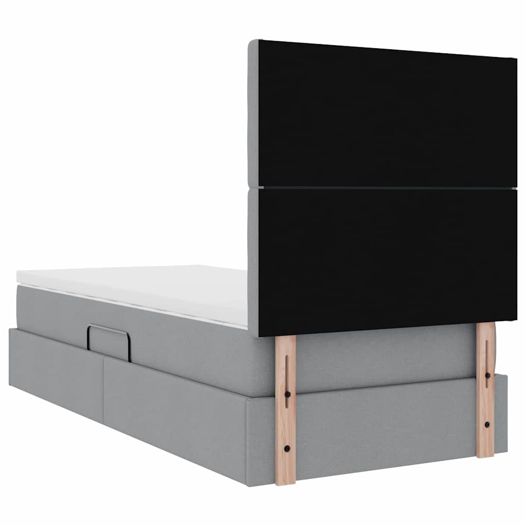 Aufbewahrungsbett mit Matratze Hellgrau 100 x 200 cm Stoff