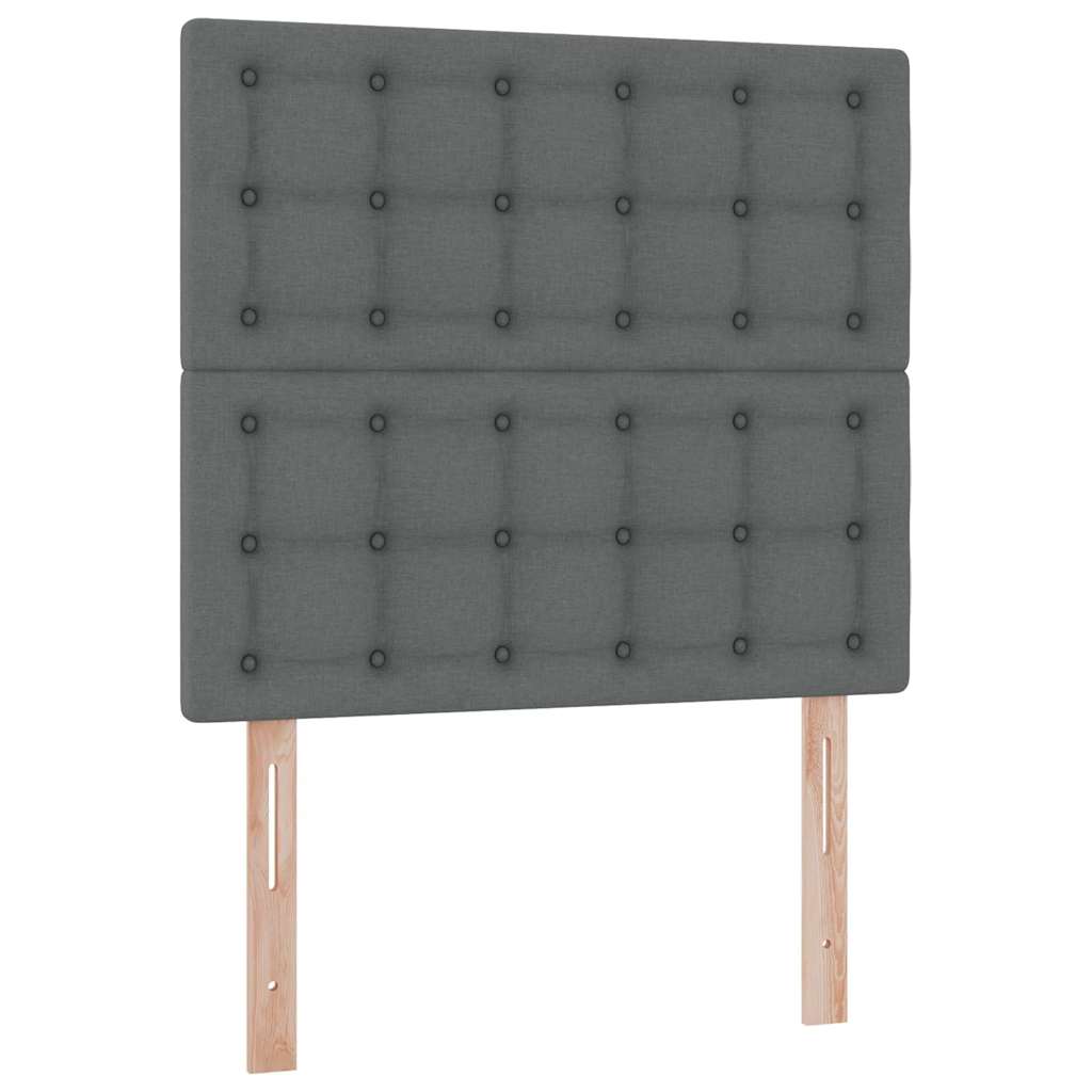 Aufbewahrungsbett mit Matratze Dunkelgrau 100 x 200 cm Stoff