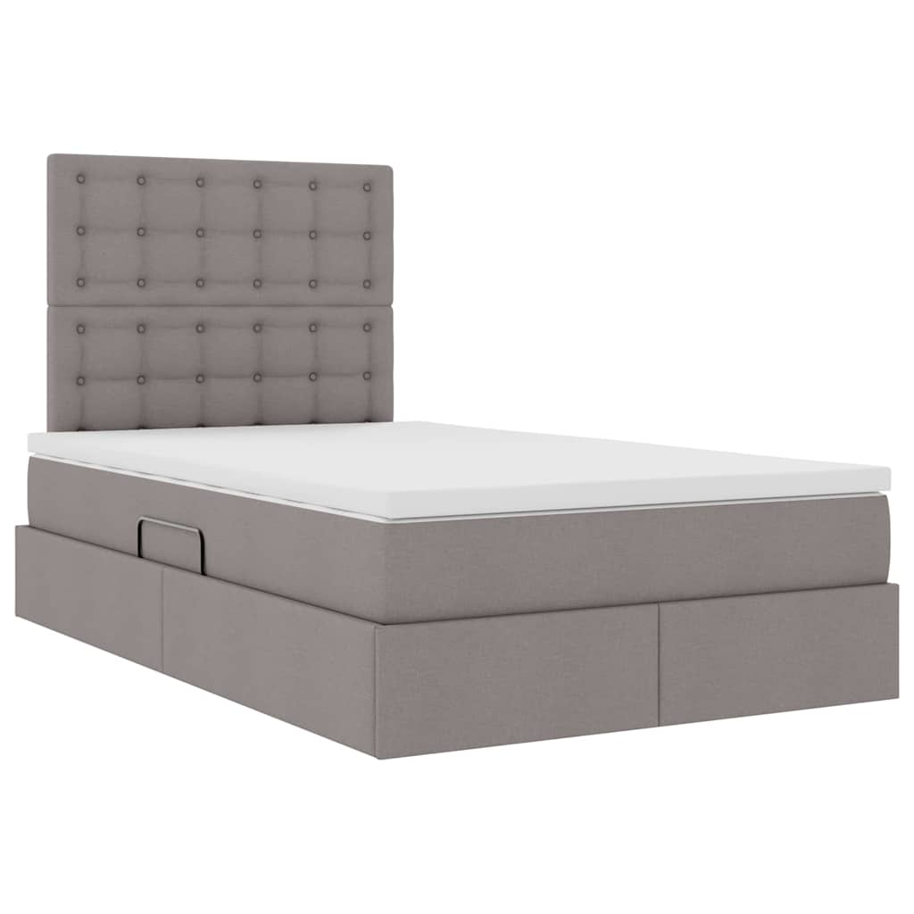 Aufbewahrungsbett mit Matratze Taupe 120 x 200 cm Stoff