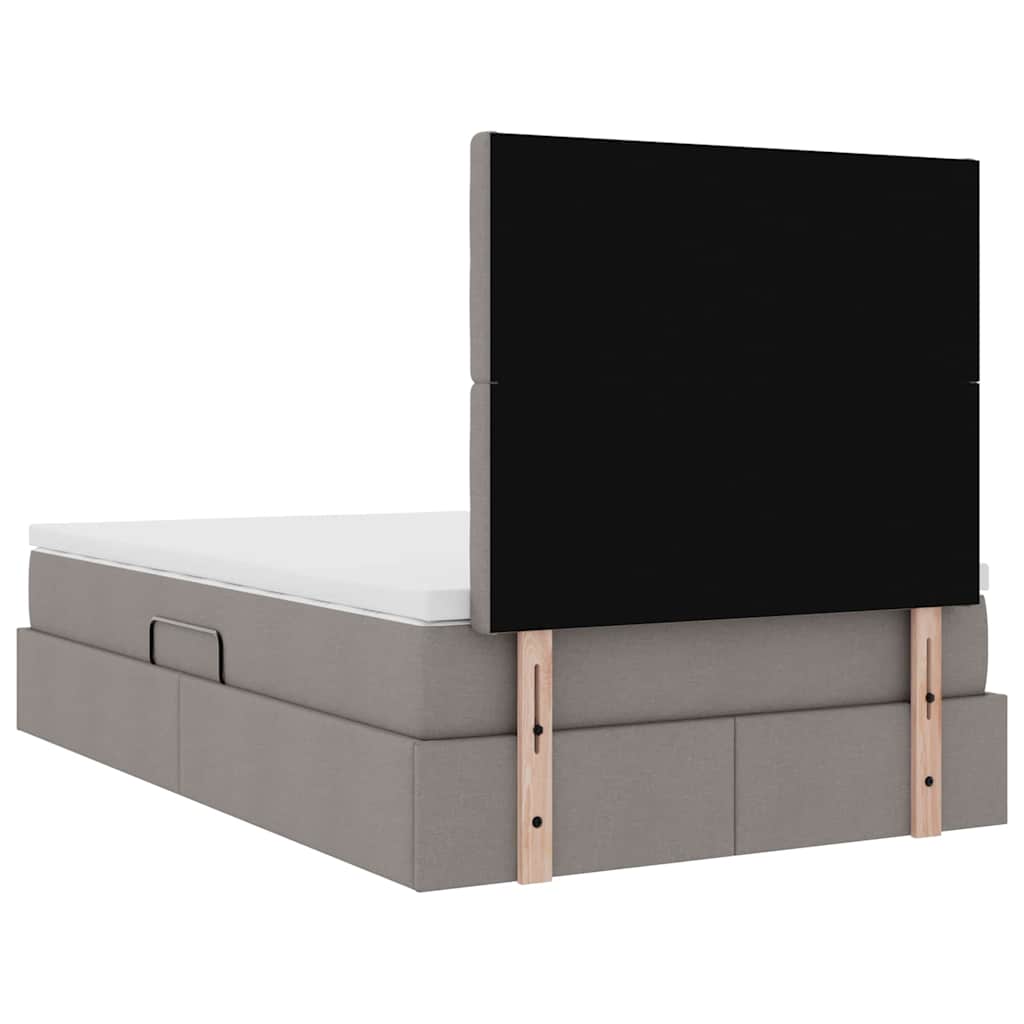 Aufbewahrungsbett mit Matratze Taupe 120 x 200 cm Stoff