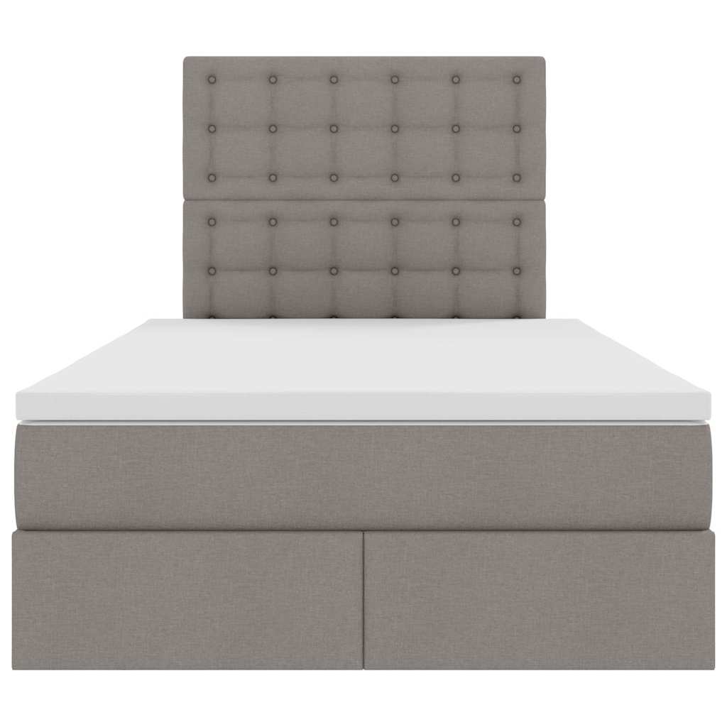 Aufbewahrungsbett mit Matratze Taupe 120 x 200 cm Stoff