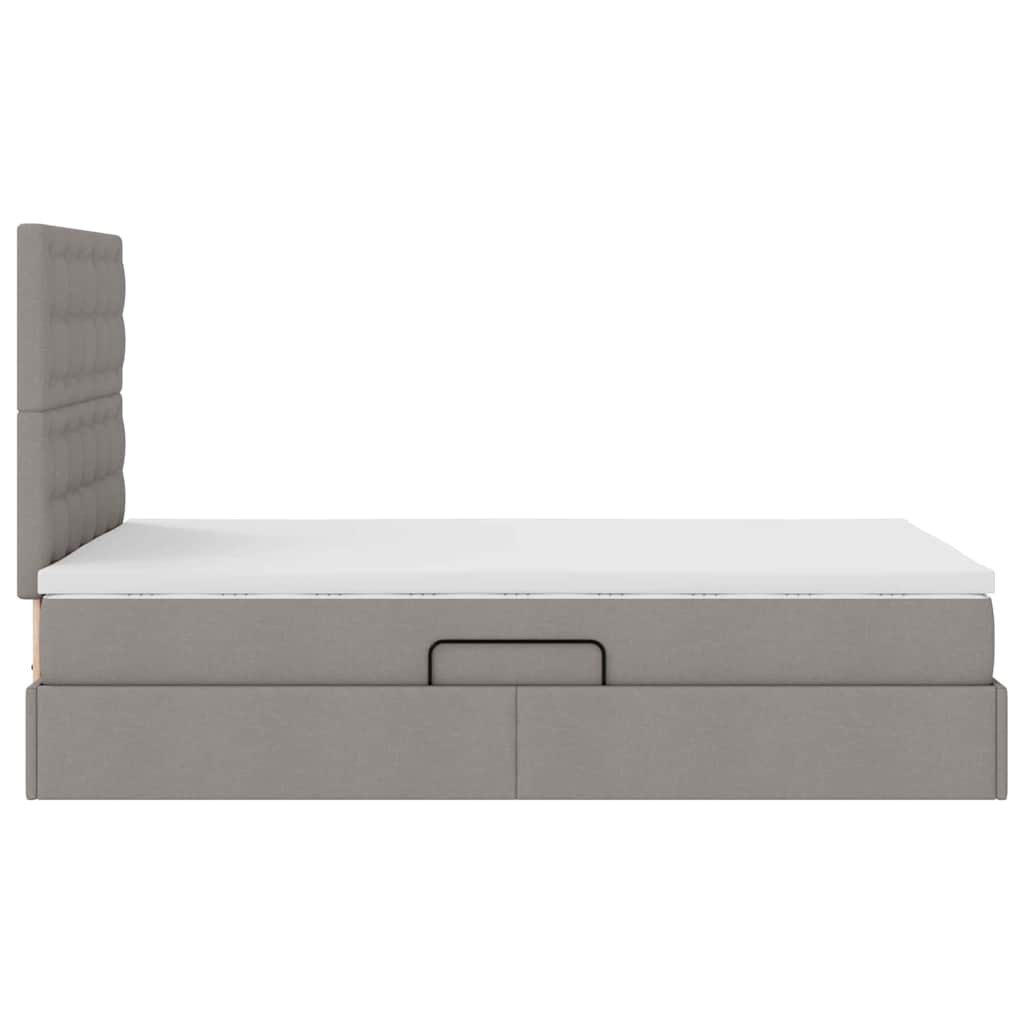 Aufbewahrungsbett mit Matratze Taupe 120 x 200 cm Stoff