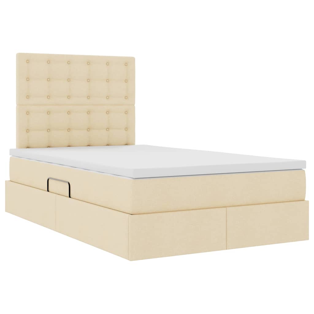 Aufbewahrungsbett mit Matratze Creme 120 x 200 cm Stoff