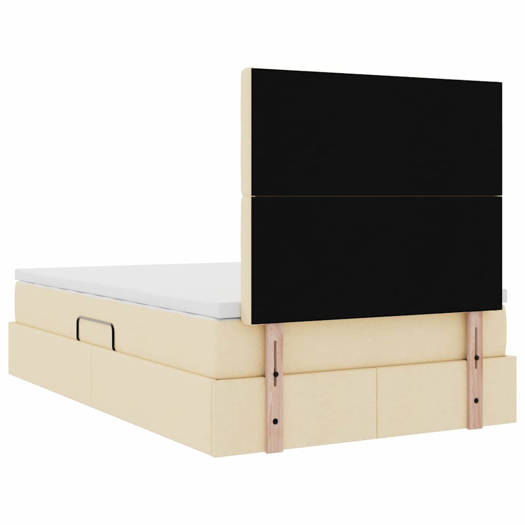 Aufbewahrungsbett mit Matratze Creme 120 x 200 cm Stoff