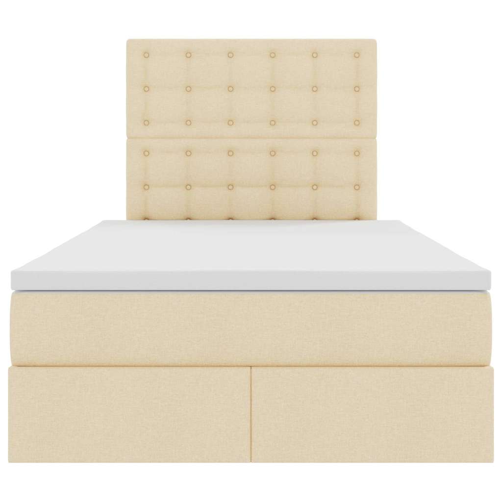 Aufbewahrungsbett mit Matratze Creme 120 x 200 cm Stoff