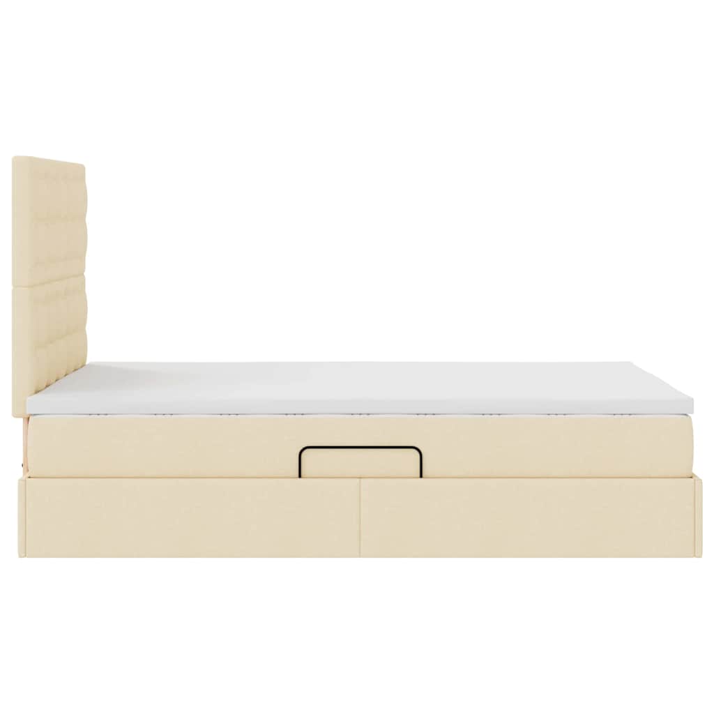 Aufbewahrungsbett mit Matratze Creme 120 x 200 cm Stoff