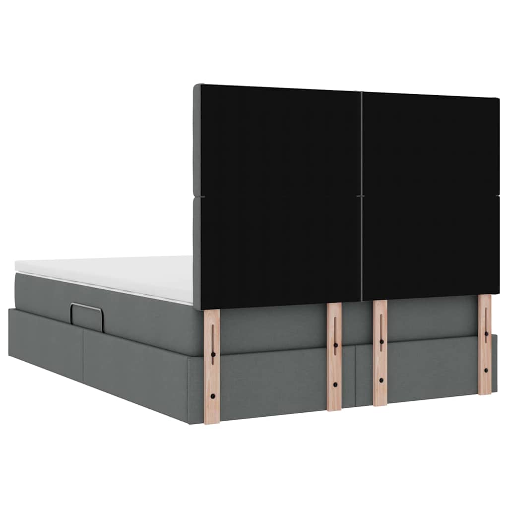 Aufbewahrungsbett mit Matratze Dunkelgrau 140 x 190 cm Stoff
