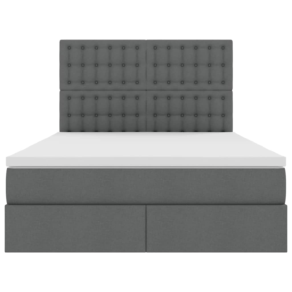 Aufbewahrungsbett mit Matratze Dunkelgrau 140 x 190 cm Stoff