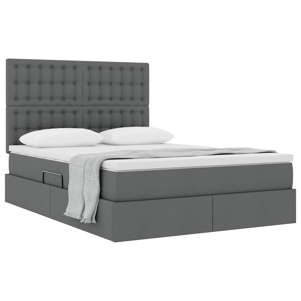 Aufbewahrungsbett mit Matratze Dunkelgrau 140 x 190 cm Stoff