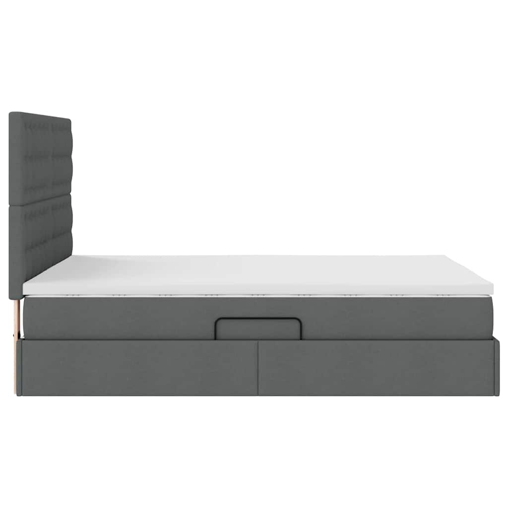 Aufbewahrungsbett mit Matratze Dunkelgrau 140 x 190 cm Stoff