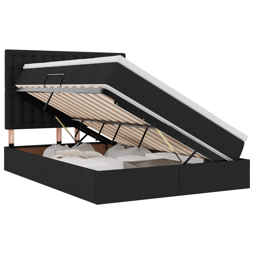 Aufbewahrungsbett mit Matratze Schwarz 140 x 190 cm Stoff