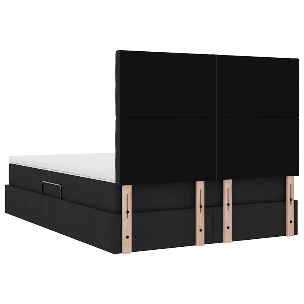Aufbewahrungsbett mit Matratze Schwarz 140 x 190 cm Stoff