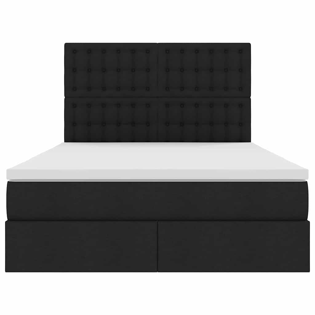 Aufbewahrungsbett mit Matratze Schwarz 140 x 190 cm Stoff
