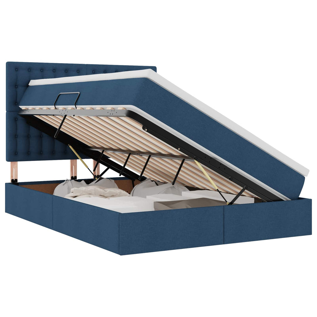 Aufbewahrungsbett mit Matratze Blau 140 x 190 cm Stoff