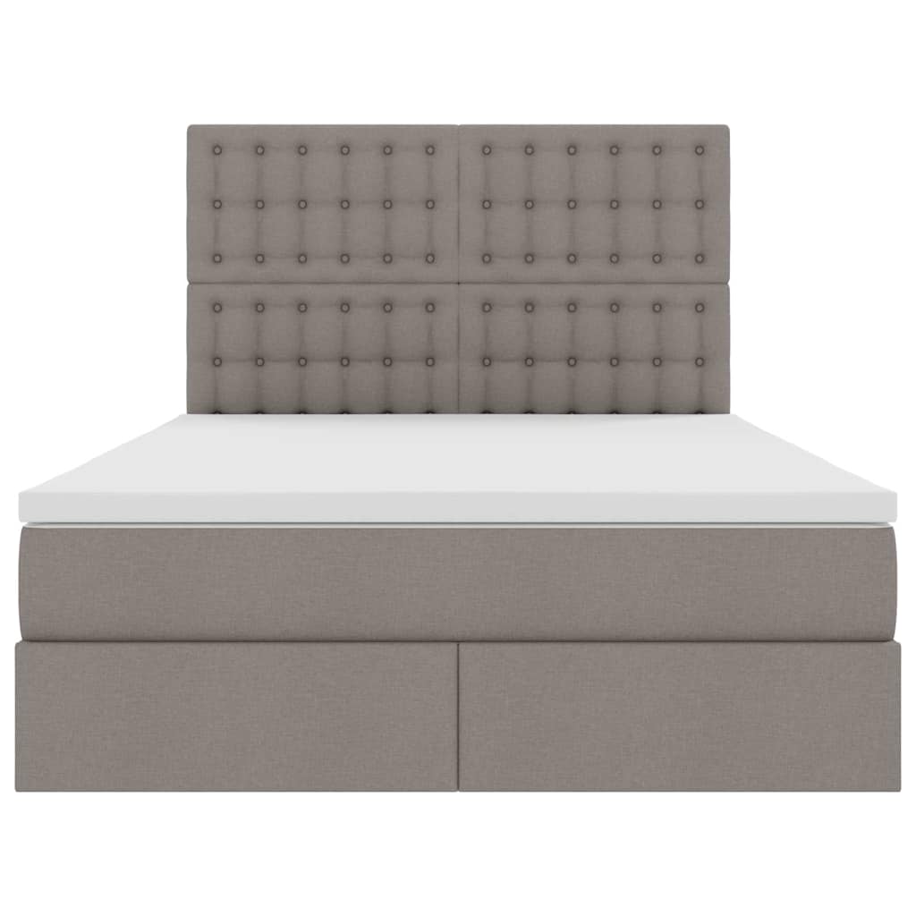 Aufbewahrungsbett mit Matratze Taupe 140 x 200 cm Stoff