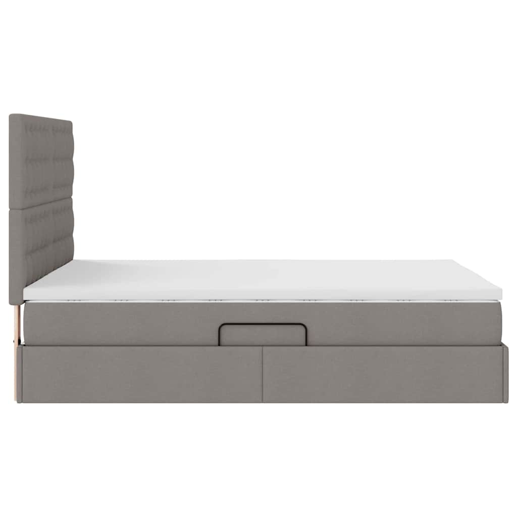 Aufbewahrungsbett mit Matratze Taupe 140 x 200 cm Stoff