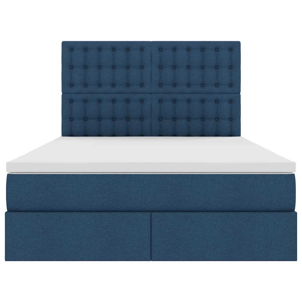 Aufbewahrungsbett mit Matratze Blau 140 x 200 cm Stoff
