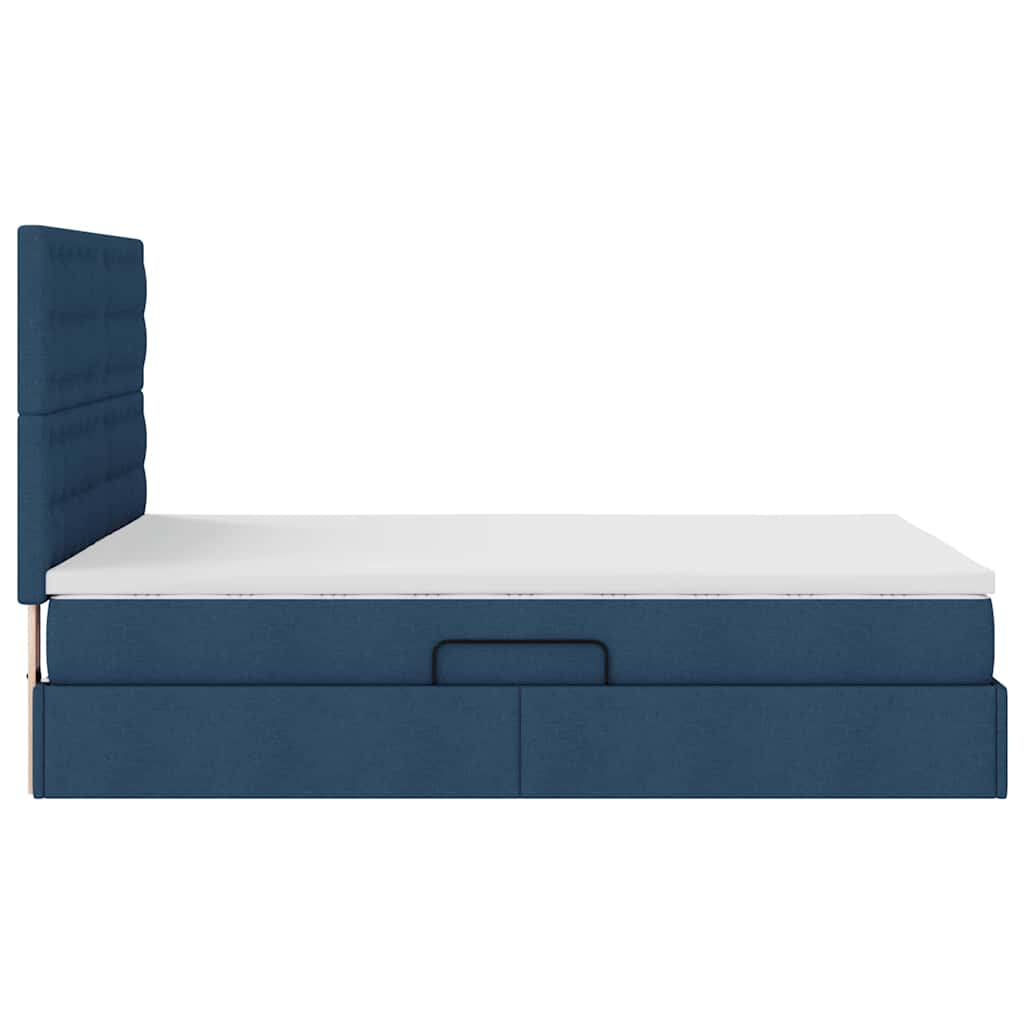 Aufbewahrungsbett mit Matratze Blau 140 x 200 cm Stoff