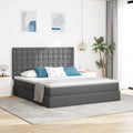 Aufbewahrungsbett mit Matratze Dunkelgrau 160 x 200 cm Stoff