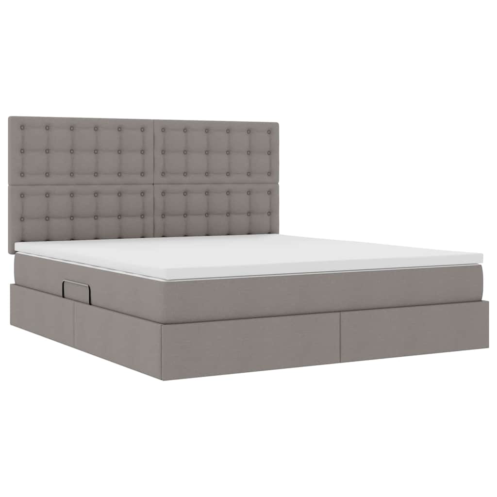 Aufbewahrungsbett mit Matratze Taupe 160 x 200 cm Stoff
