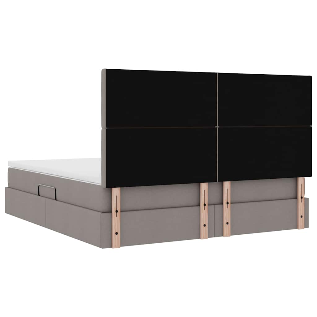 Aufbewahrungsbett mit Matratze Taupe 160 x 200 cm Stoff